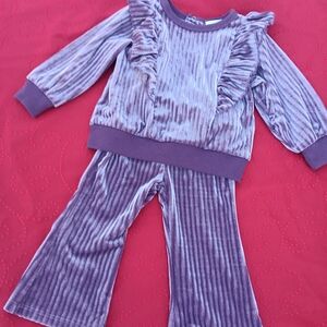 Purple Ruffled Velvet Toddler Outfit